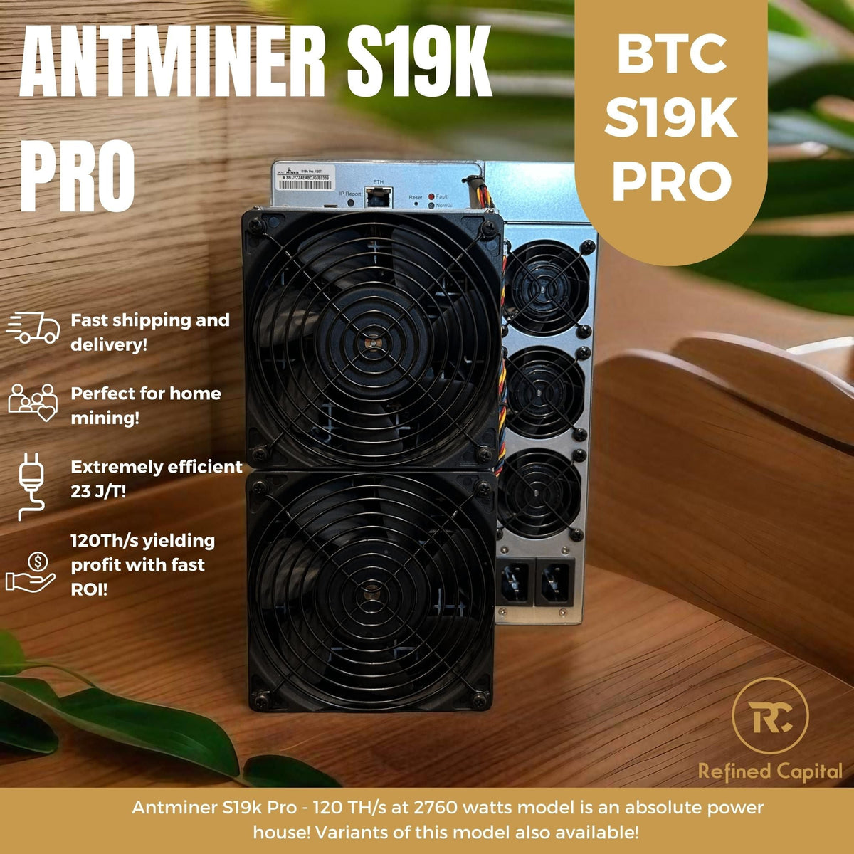  Antminer S19kpro 120Th 2760w BTC Bitcoin Miner Asic